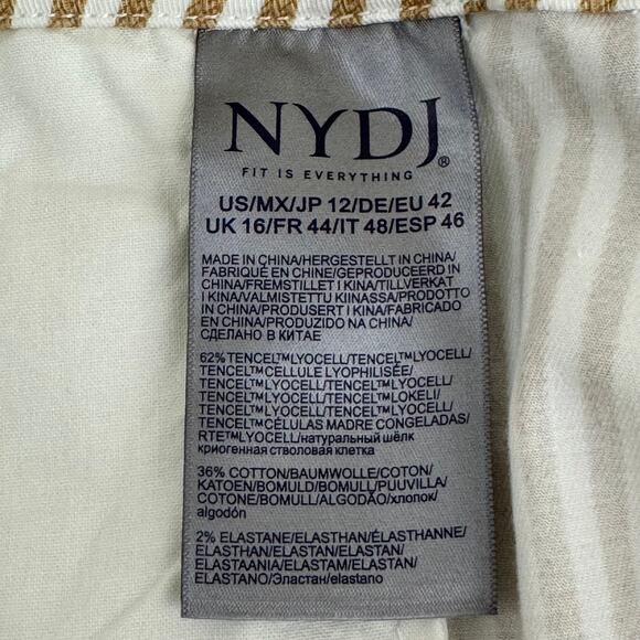 NYDJ Pants Women's 12 Cotton Blend Straight Leg Classic Tan Stripe - Picture 6 of 13